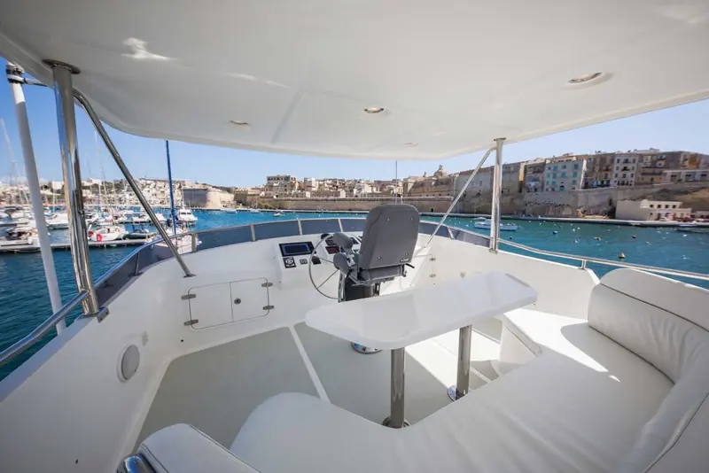 Julia II's flybridge helm station.