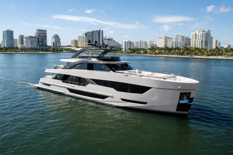 The 2024-built hull Serenity Now, listed for sale by Allied Marine.