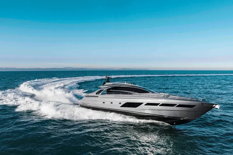 Running hard off the Italian coast; the 8X takes the Pershing profile from the smaller X-Generation range up to nearly 26 metres.