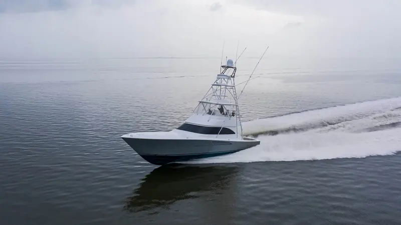A Viking 54 Convertible under way.