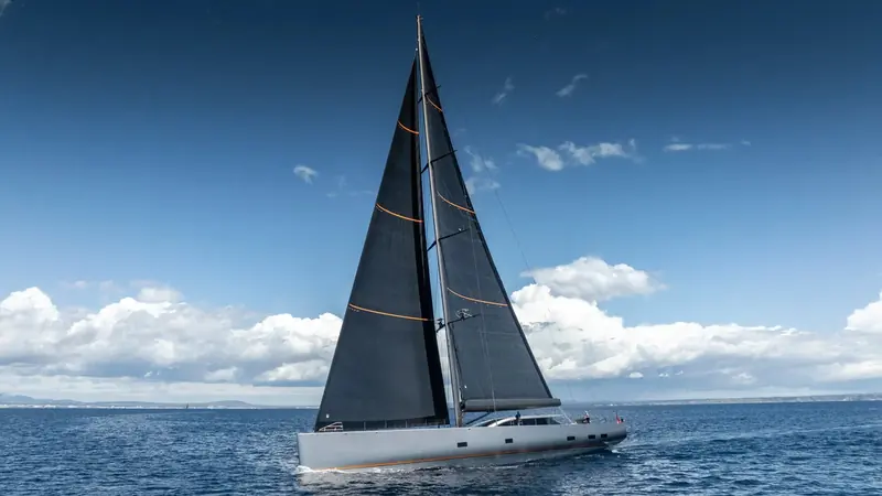 Magic under way, the 44.3 metre sloop built by Vitters Shipyard in the Netherlands.