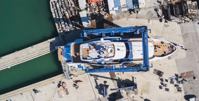 An aerial view of Genesi's launch at Wider Yachts, La Spezia.