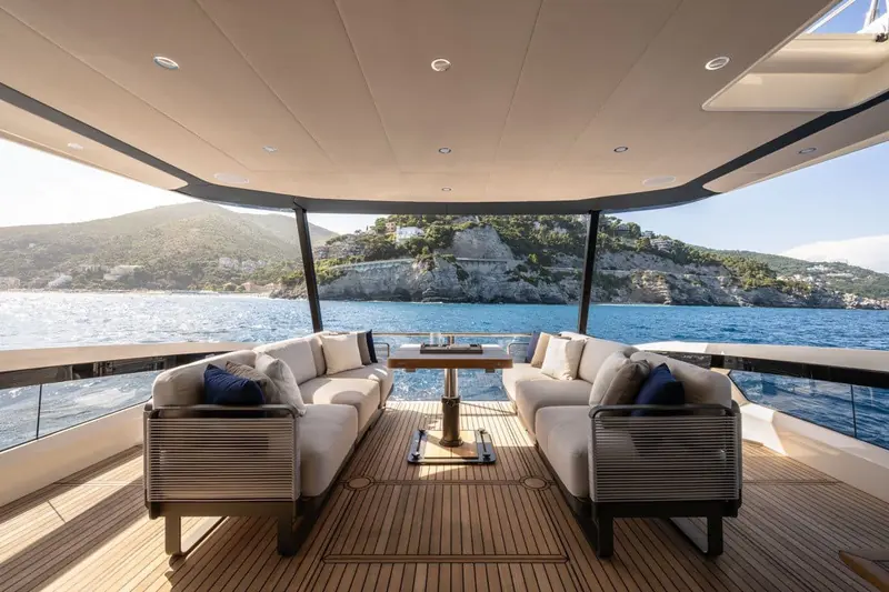 The Navetta 58 underway; an independent sea trial found it semi-planing at 14 knots and reaching 27-28 knots at full throttle.