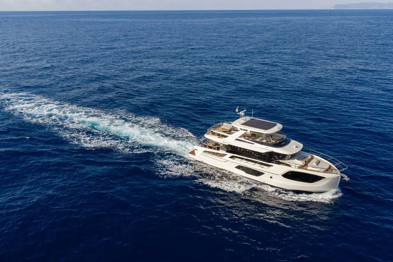 The Navetta 66 underway, powered by twin Volvo Penta D13-IPS1350 pod drives.