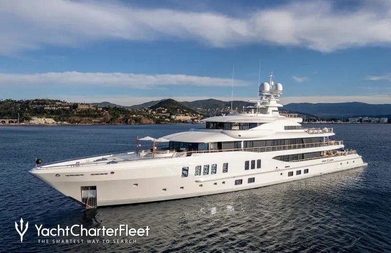 Synthesis under way off the French Riviera before her refit, the 74-metre Amels 242 that returned to her own builder for the work.