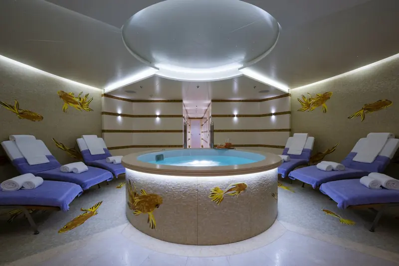 The finished interior of a yacht refitted at Amico & Co, the kind of result the yard's repeat clients cite when they return.