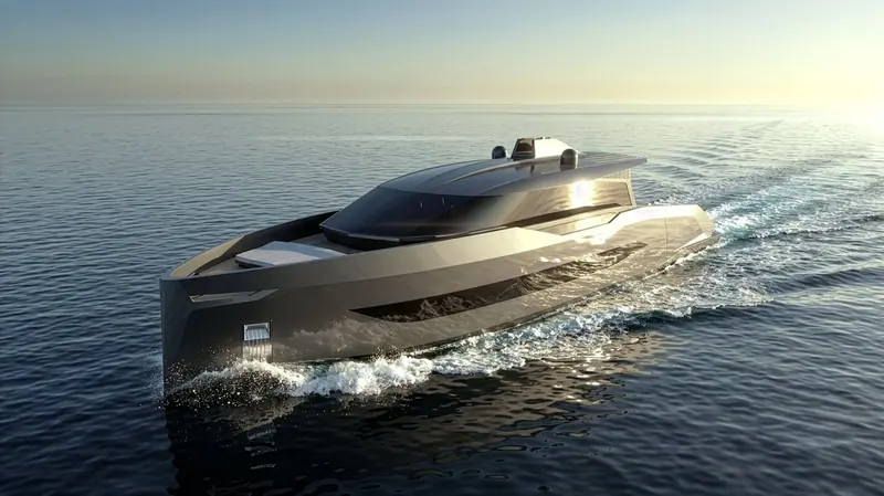Underway in the concept renderings: the quad Volvo Penta IPS package is projected to give the Mobu 33 a 27-knot cruise and a 32-knot top speed.
