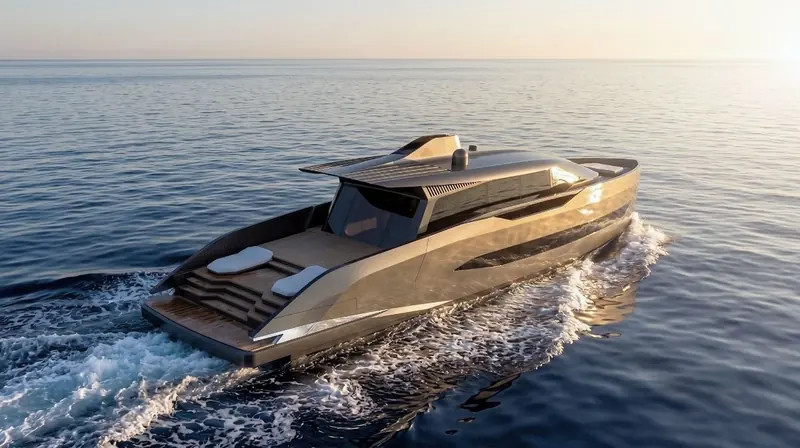 A high-angle render shows the open foredeck lounge - BAZ Yacht Design says the layout keeps the boat sweepingly unrestricted when the aft doors are open too.