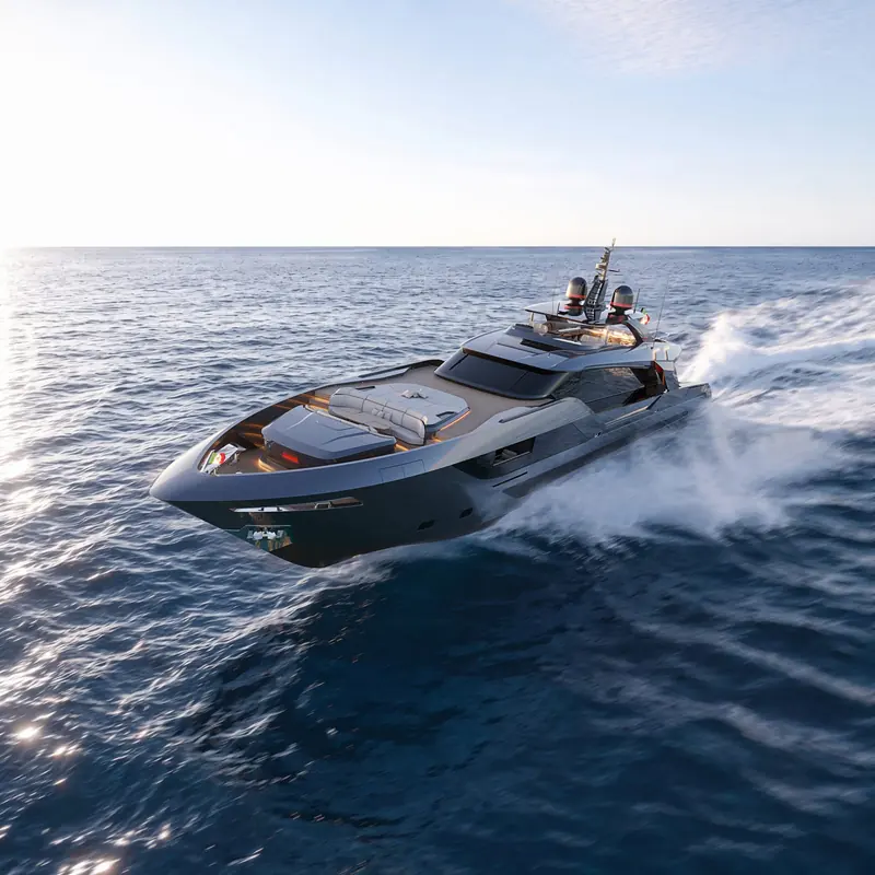 The AB110 underway - Brabus and AB Yachts built her for 48 knots on up to 7,800 hp combined.