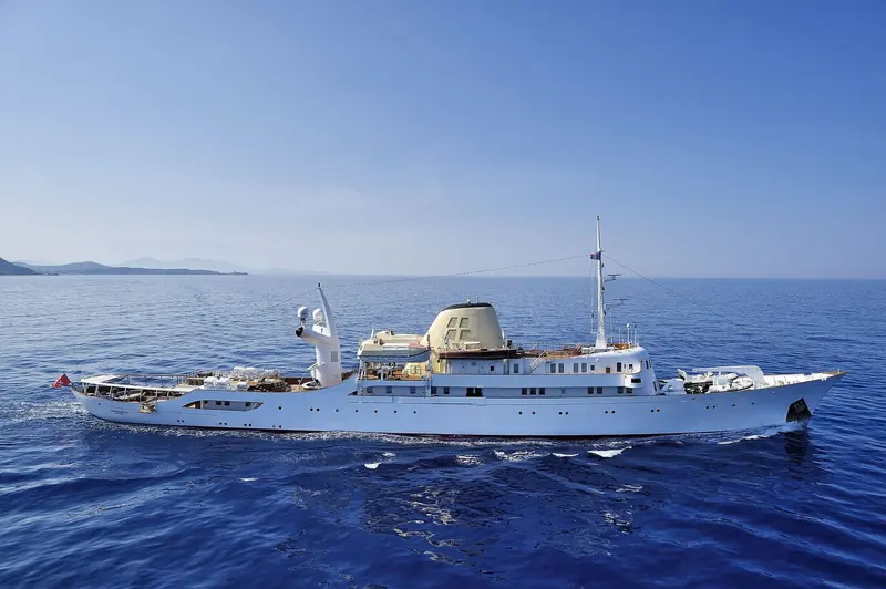 Christina O underway. Fraser and Morley Yachts now hold the joint agency on the 99.1 metre yacht at EUR 52 million.