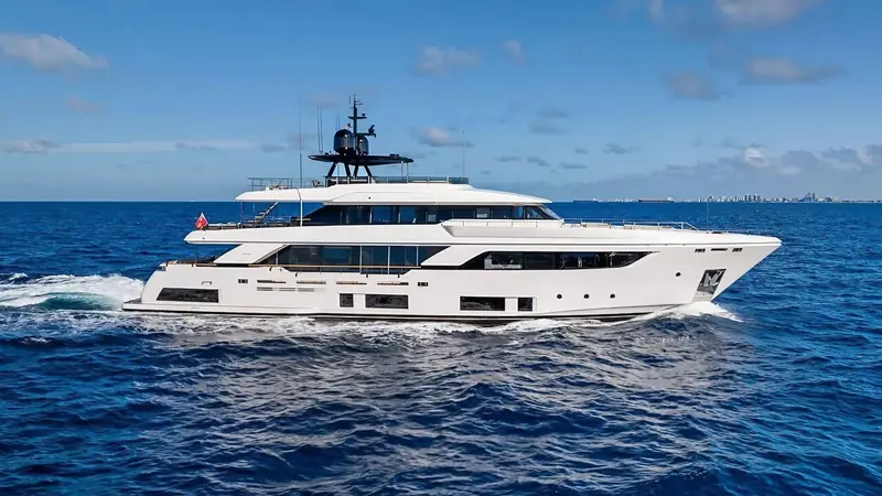 Tito El Patron underway off Fort Lauderdale, where she was listed and, on 31 August 2026, sold at a last asking price of USD 14.9 million.
