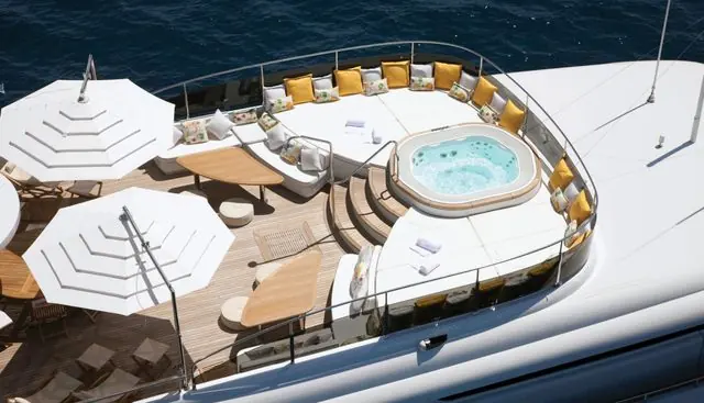 The sundeck Jacuzzi and lounge seating, one of the areas refreshed in Baron Trenck's 2023 and 2025 refits.