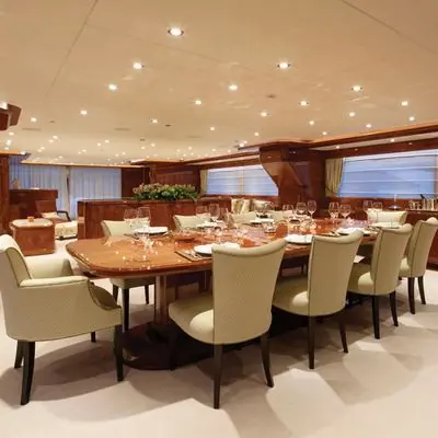 The formal dining table, set for ten of Baron Trenck's twelve guests.