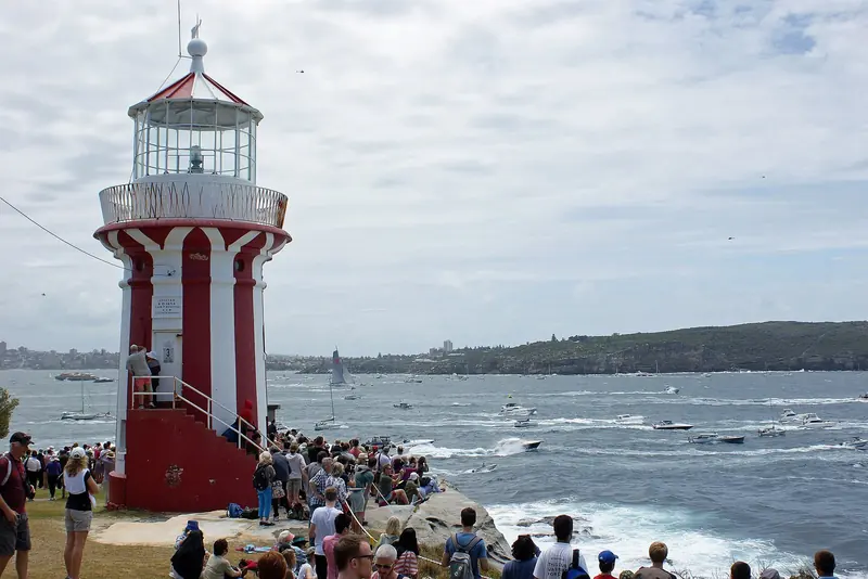 Spectator boats crowd South Head as the leading yachts clear Sydney Harbour. Wild Oats XI was the boat most of this crowd came to watch through most of the 2010s.