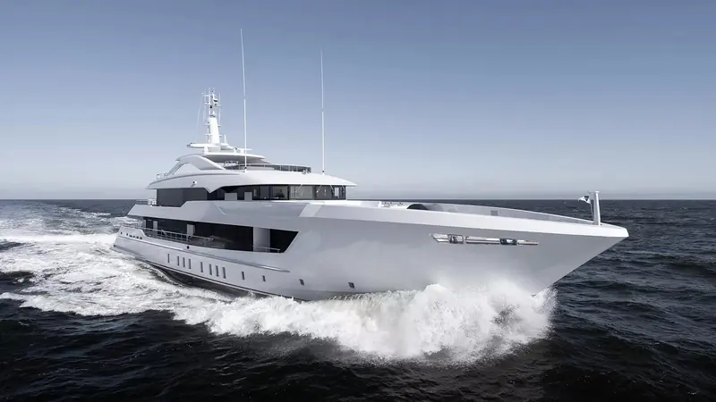 Pa'lante underway. Same design and build team, near-identical tonnage - the closest thing Kansei has to a sea trial until her own hull is finished.