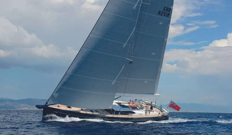 An Oyster 825 under sail. The model, built as a semi-custom deck saloon design between 2002 and 2017, is the same one Barry and Susie Parkin were sailing as Viva la Vida when she capsized off Hamilton Island.