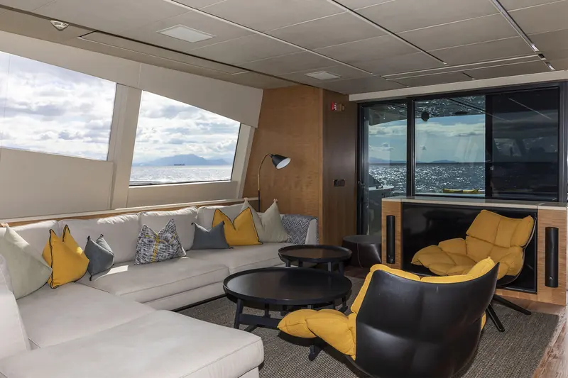 The main saloon, styled by Fulvio De Simoni, who was responsible for both the interior and exterior design.