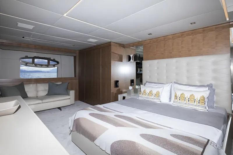 One of Grace's guest staterooms - the kind of factory-specification detail that is public, unlike her engine hours or refit history.