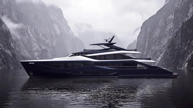 Sunseeker's concept render of the 45M Superyacht, unveiled at Cannes on 8 September 2026 as the builder's largest yacht to date.