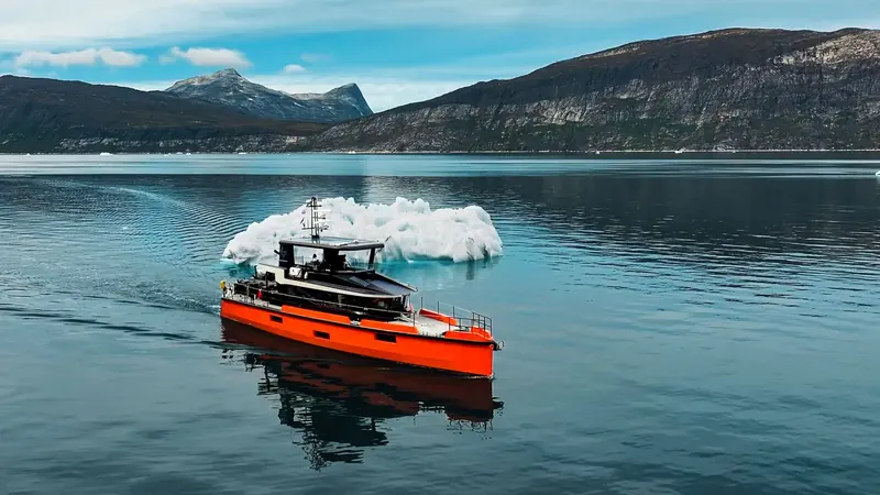 Vanguard passing loose ice on what Northrop and Johnson describes as over 9,000 nautical miles logged since her 2023 delivery.