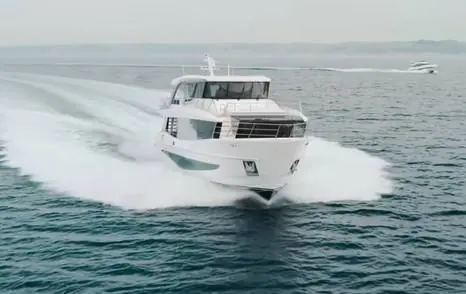 The X90 under way at speed during trials - the only performance data in circulation comes from this single hull's June 2026 test.