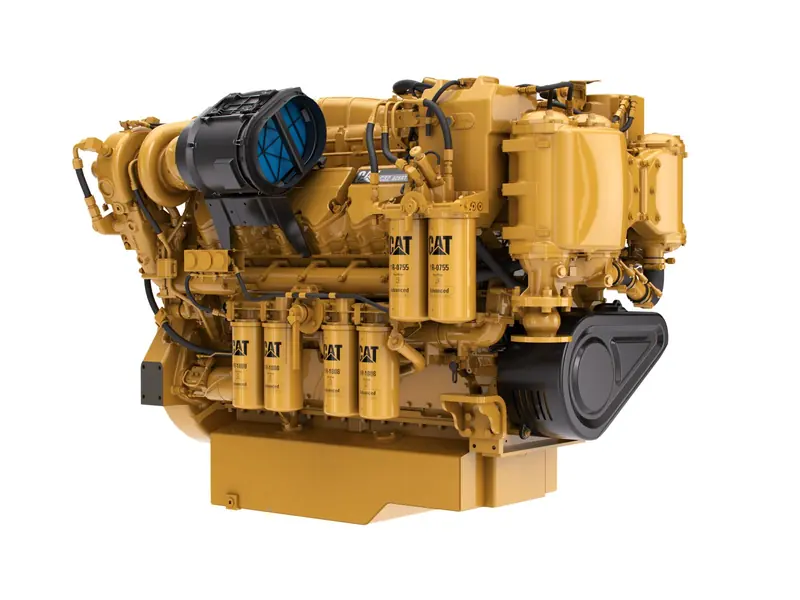 The Cat C32, the workhorse commercial propulsion engine in Caterpillar's yacht-rated V12 line, roughly 1,150 to 1,600 bhp depending on rating