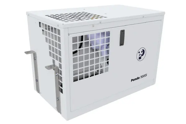 A Fischer Panda 5000i sound-insulated marine generator, shown out of its installation in the maker's own studio photograph.