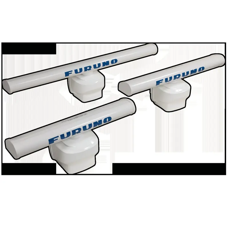 Furuno's X-Class open-array radar antennas in three pedestal sizes, the format professional and larger sportfishing boats favor over a dome for range and target resolution.