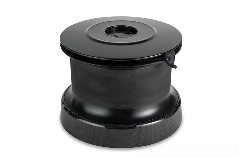 The Harken DynaDrive powered winch, launched 2025: a two-speed epicyclic gearbox built into the drum from the start rather than a manual winch with a motor bolted on.