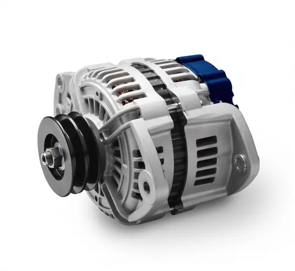 A Mastervolt Alpha series alternator, the company's own charging-side hardware for keeping a lithium or AGM bank topped up under engine power.