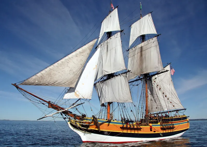 The tall ship Lady Washington under full sail off the US west coast. Northern Lights supplied the vessel's onboard generator, one of the maker's own published case studies.