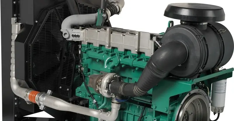 The diesel engine block that drives an IPS pod, shown here without the drive unit or propellers attached.