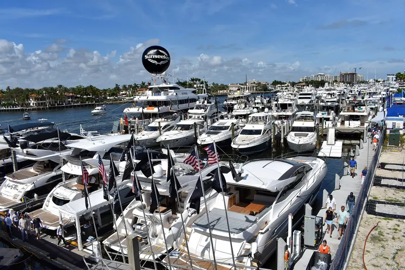 Rows of yachts and superyachts on display at the Fort Lauderdale International Boat Show
